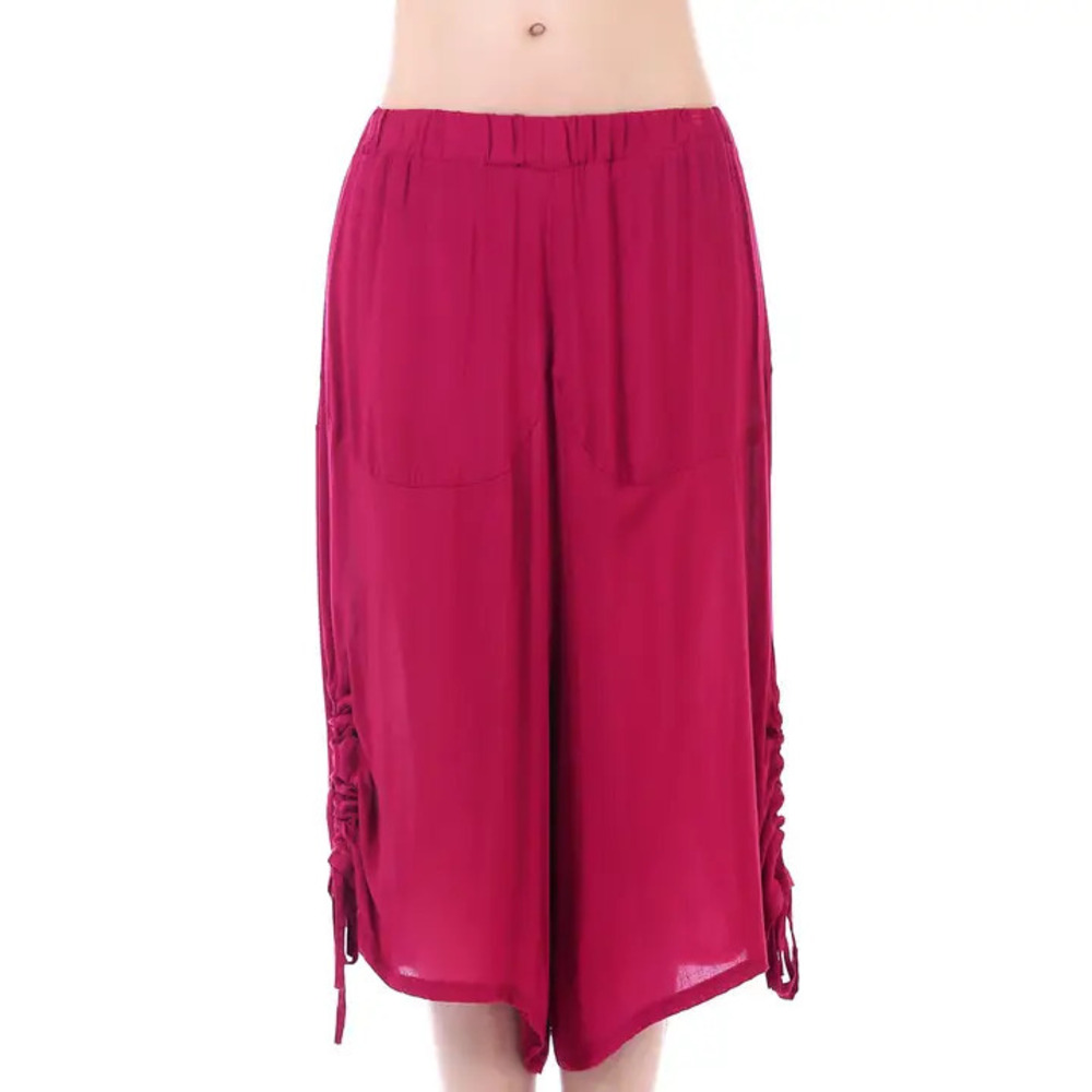 1919D RED  Red Ruched Harem Pants One Size